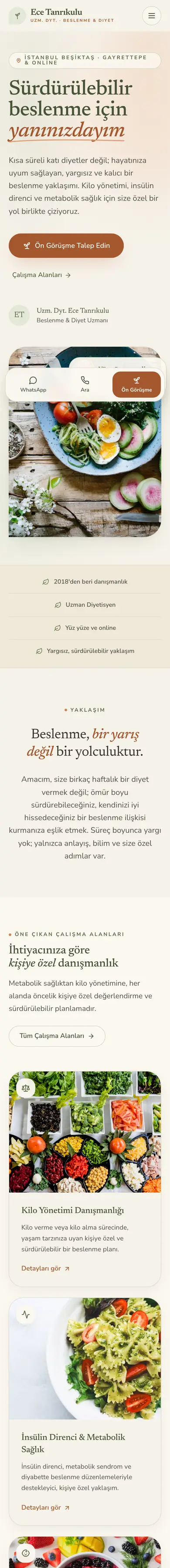 Papatya tasarımı — mobilde tam sayfa görünüm