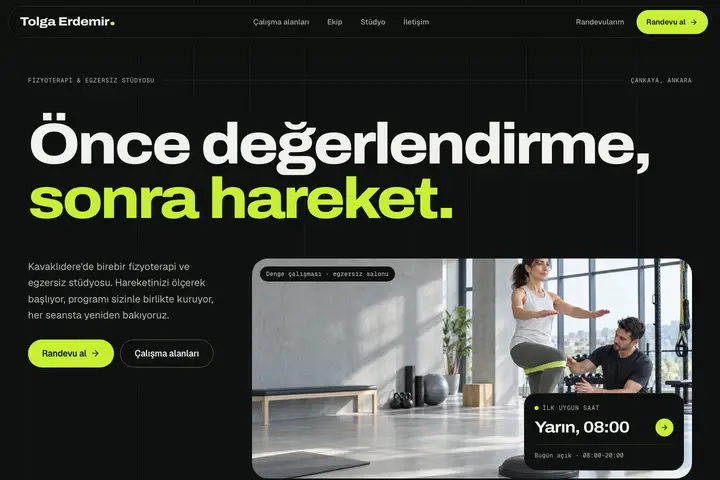 Nergis tasarımı — fizyoterapi demosu